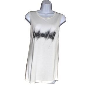 Haute Hippie Muscle Tee Rock And Roll Sleeveless T Shirt Size XS White Tank Top